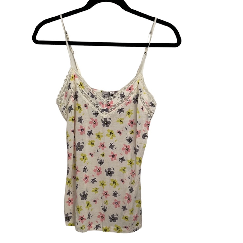 NWT Victoria's Secret Modal Cami - Yellow & Pink Floral Print - Lace Trim